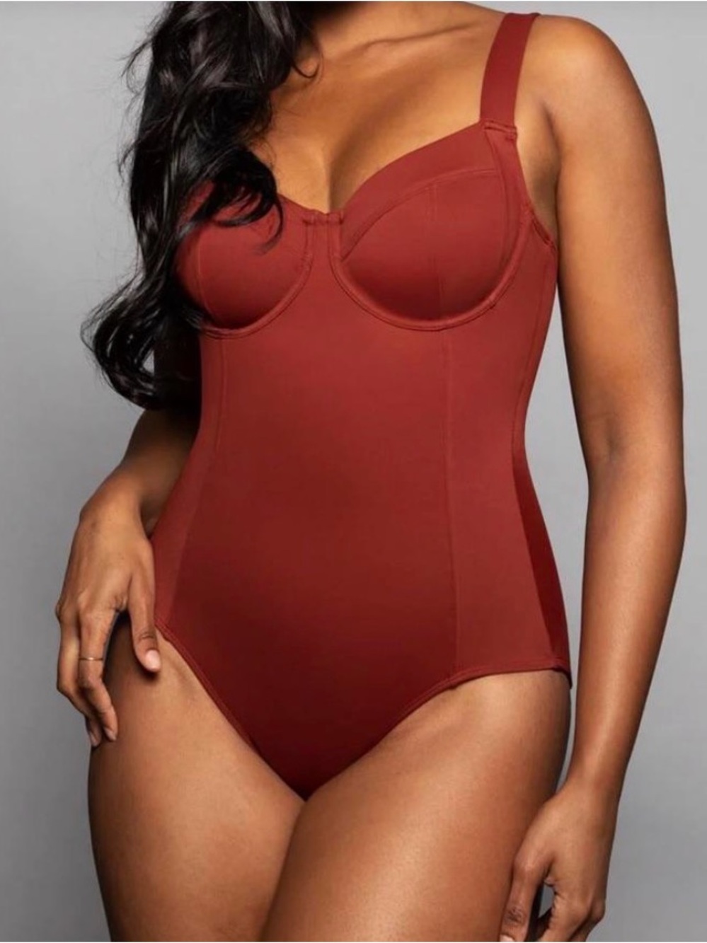 Ta3 Swim Lifty Copper Contour Swimsuit Wide Strap NWT